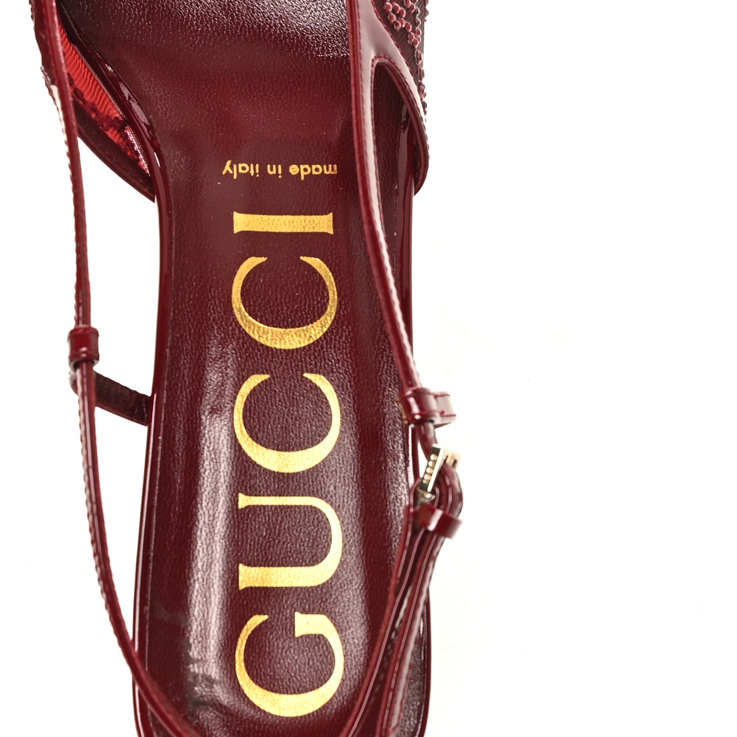 Gucci Tela Retino Kid Scamosciato Crystal GG Monogram Square G 35mm Slingback Pumps 40 Rosso Ancora 8 of 8