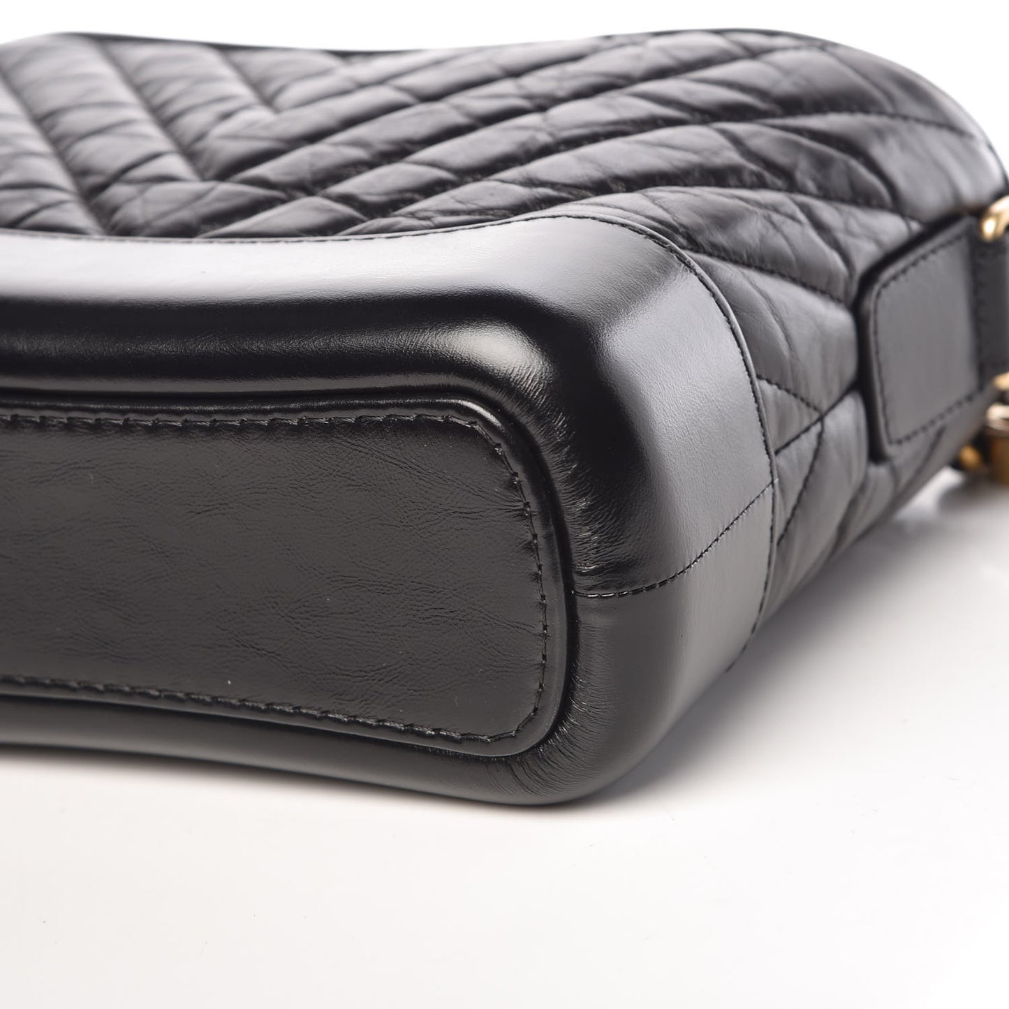Aged Calfskin Chevron Quilted Small Gabrielle Hobo Black
