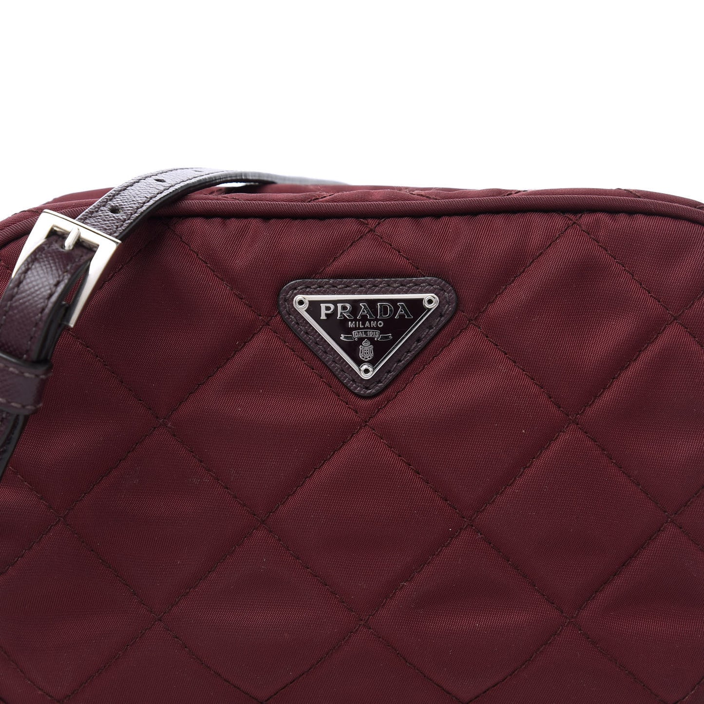 Nylon Tessuto Impuntu Quilted Crossbody Bag Granato