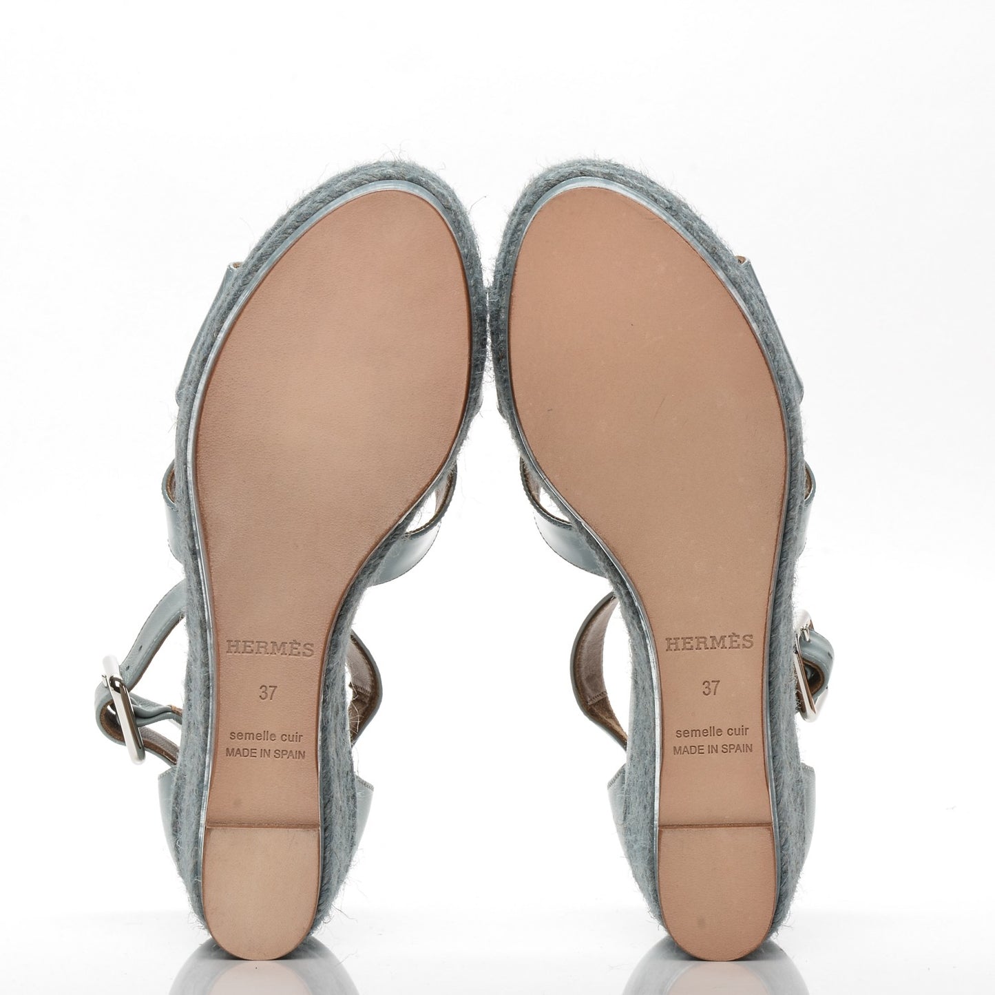 Patent Calfskin Ilana Espadrille Wedge Sandals 37 Ciel