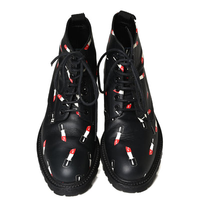 Saint Laurent Smooth Calfskin Rangers Boots 37 Black Red 9 of 22