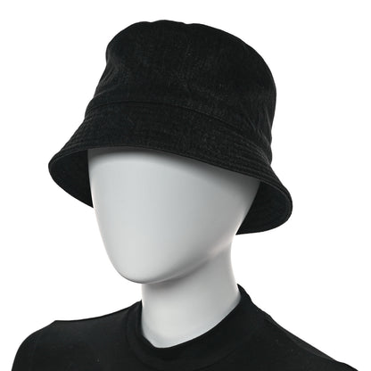 Prada Denim Metal Triangle Logo Bucket Hat M Black 2 of 8