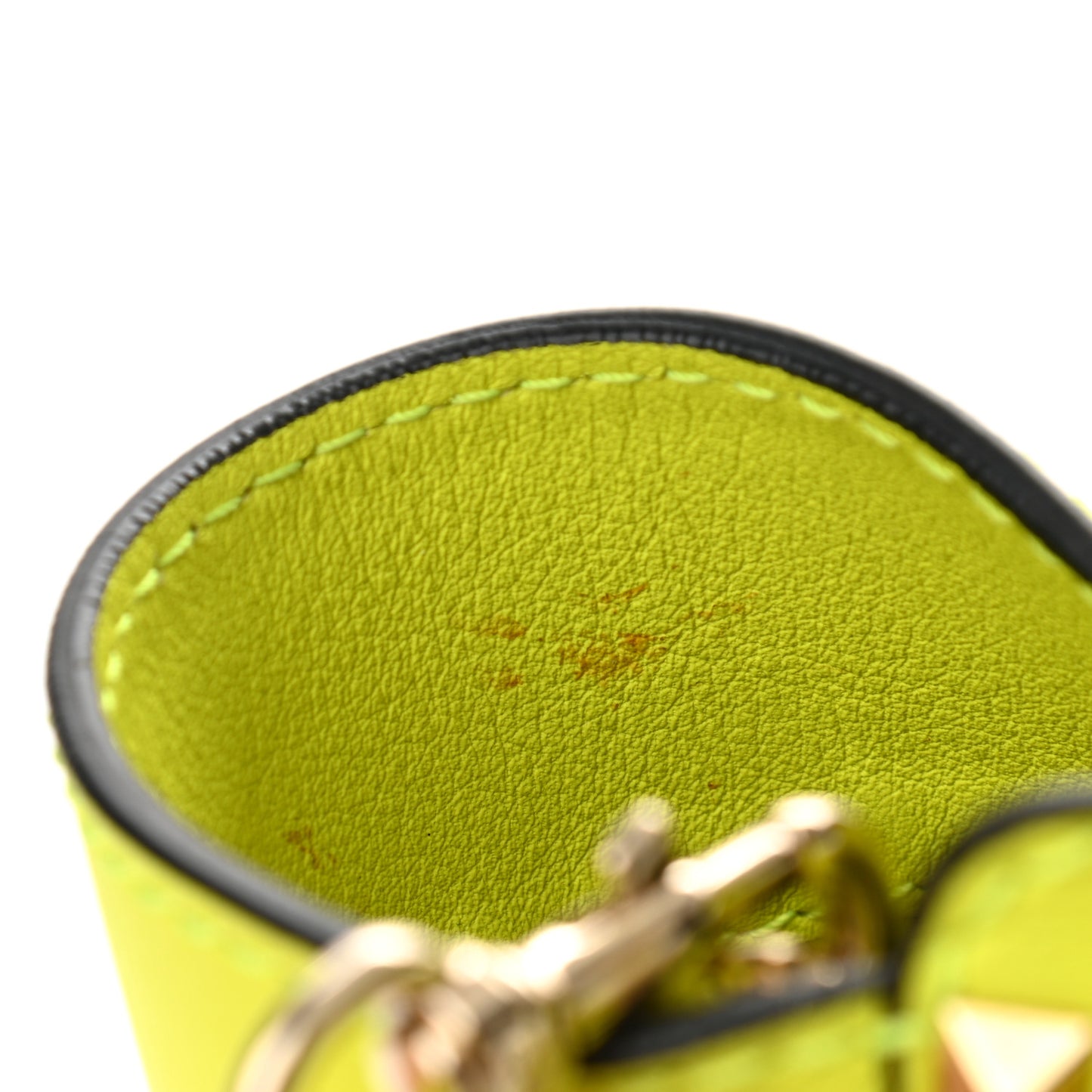 Vitello Small Rockstud Double Handle Tote Yellow Fluo