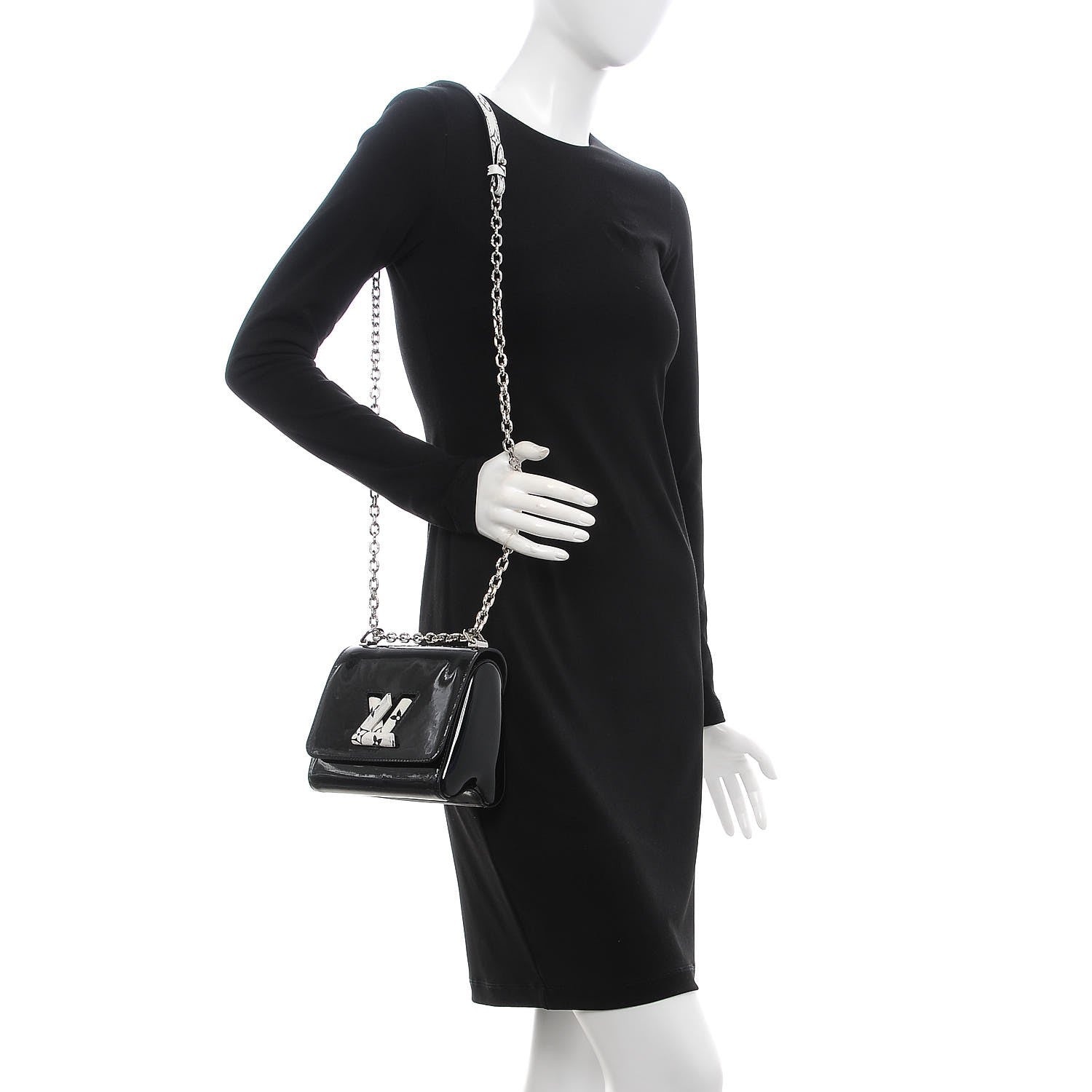 Louis Vuitton Patent Monogram Twist Shoulder Bag PM Black 2 of 9