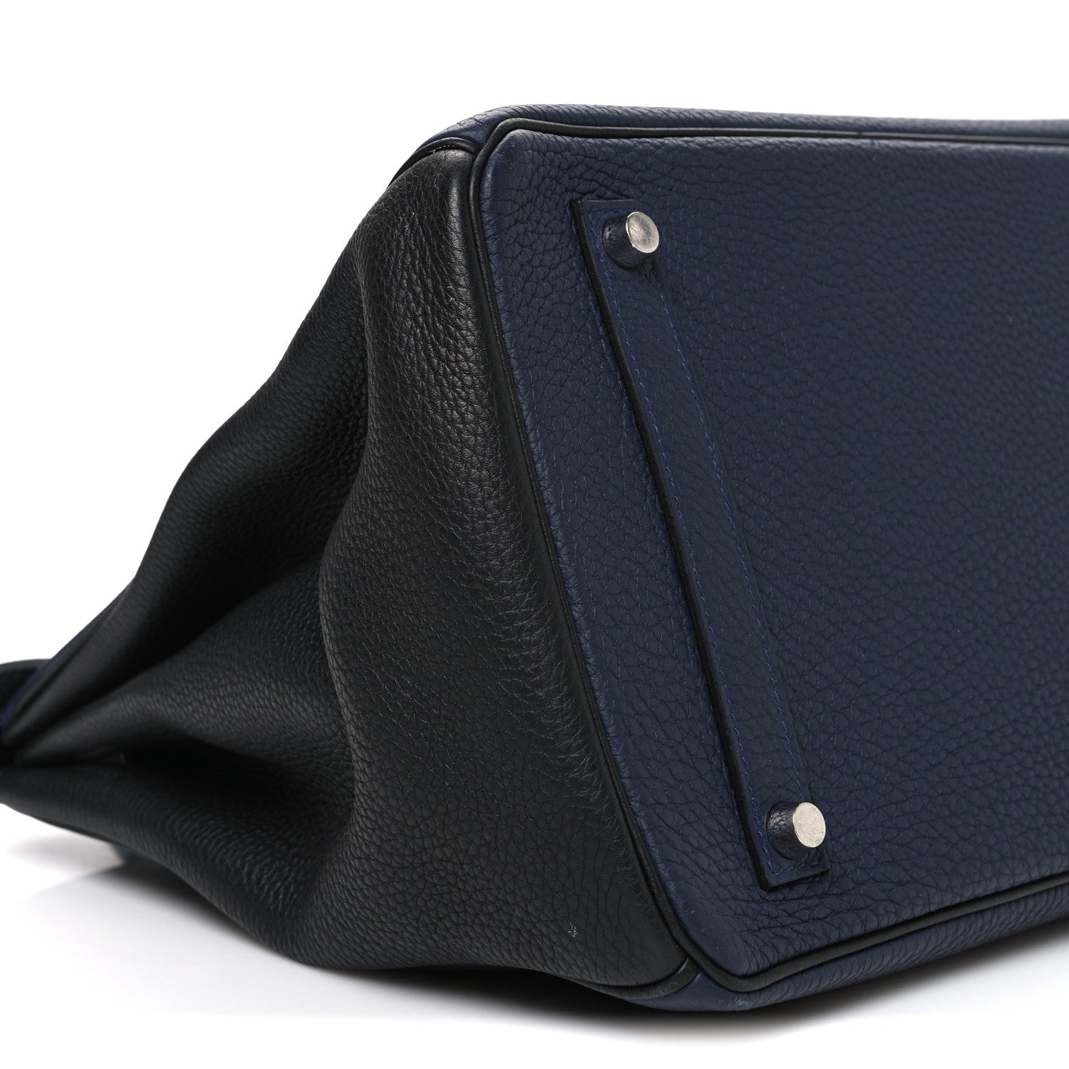 Hermes Togo Bi-Color Horseshoe Birkin 35 Bleu Nuit Black 9 of 10