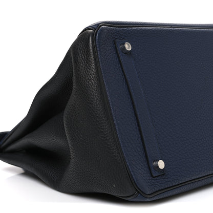 Hermes Togo Bi-Color Horseshoe Birkin 35 Bleu Nuit Black 9 of 10
