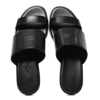 Hermes Calfskin Mona Sandals 36.5 Black 2 of 8