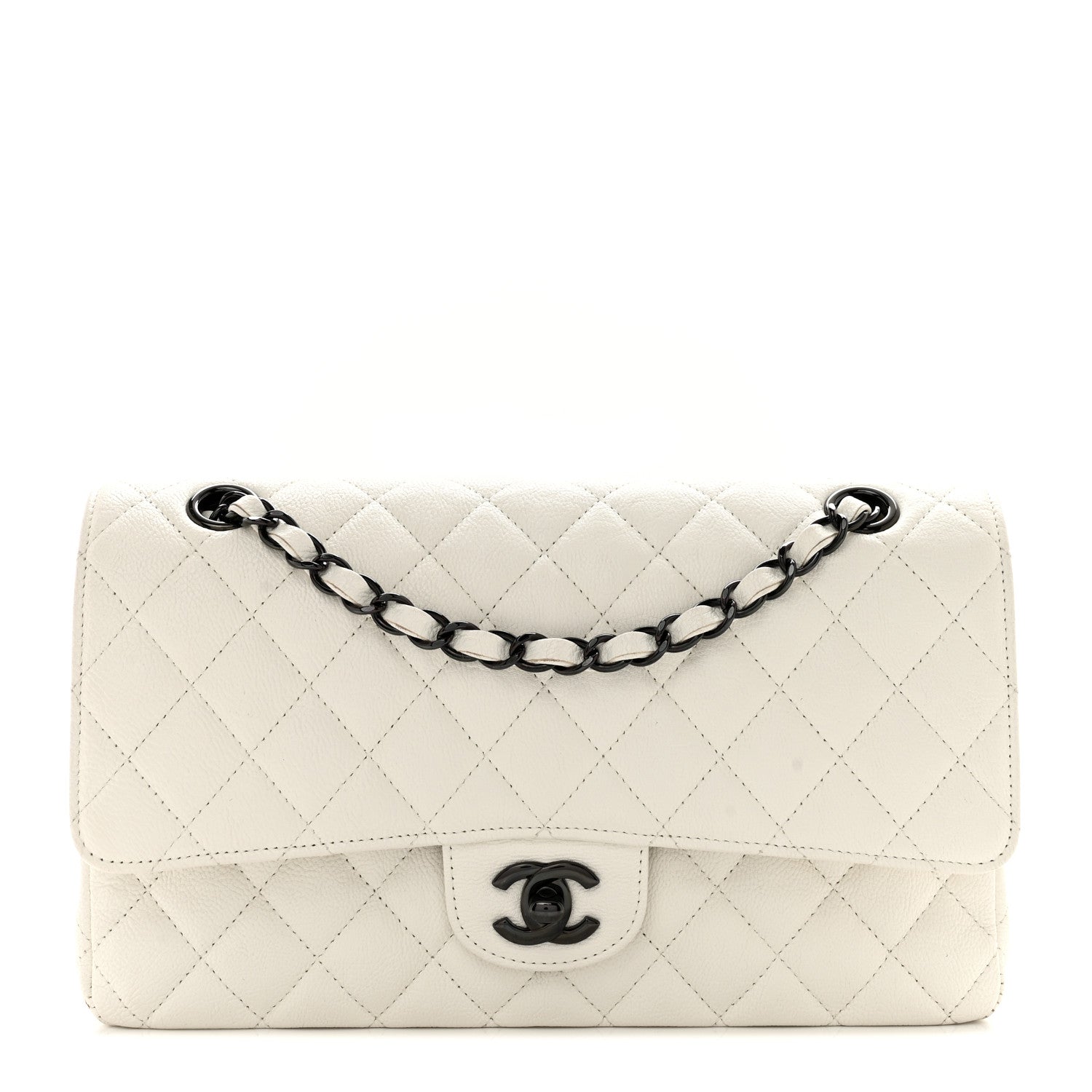 Chanel Crumpled Calfskin Quilted Medium Double Flap White 1 of 14