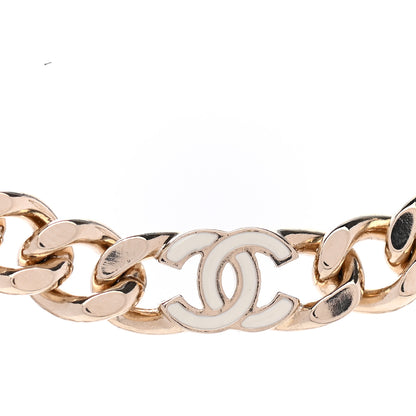 Chanel Metal Enamel Chain CC Choker Gold White 5 of 6