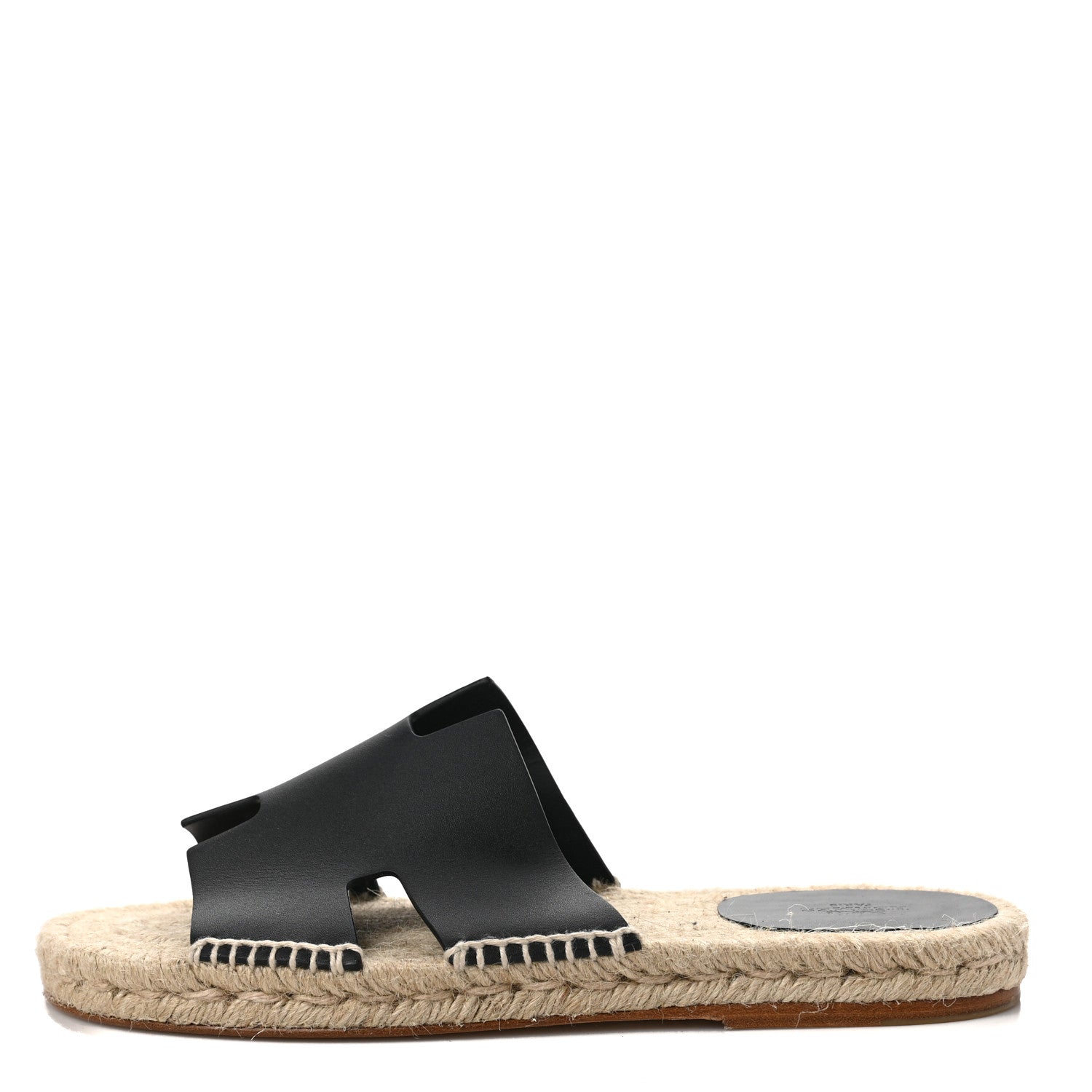 Hermes Calfskin Mens Antigua Espadrille Sandals 42 Black 1 of 8