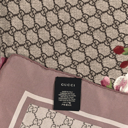 Gucci Silk Twill Monogram Folert Square Scarf Mauve Light Brown 3 of 3