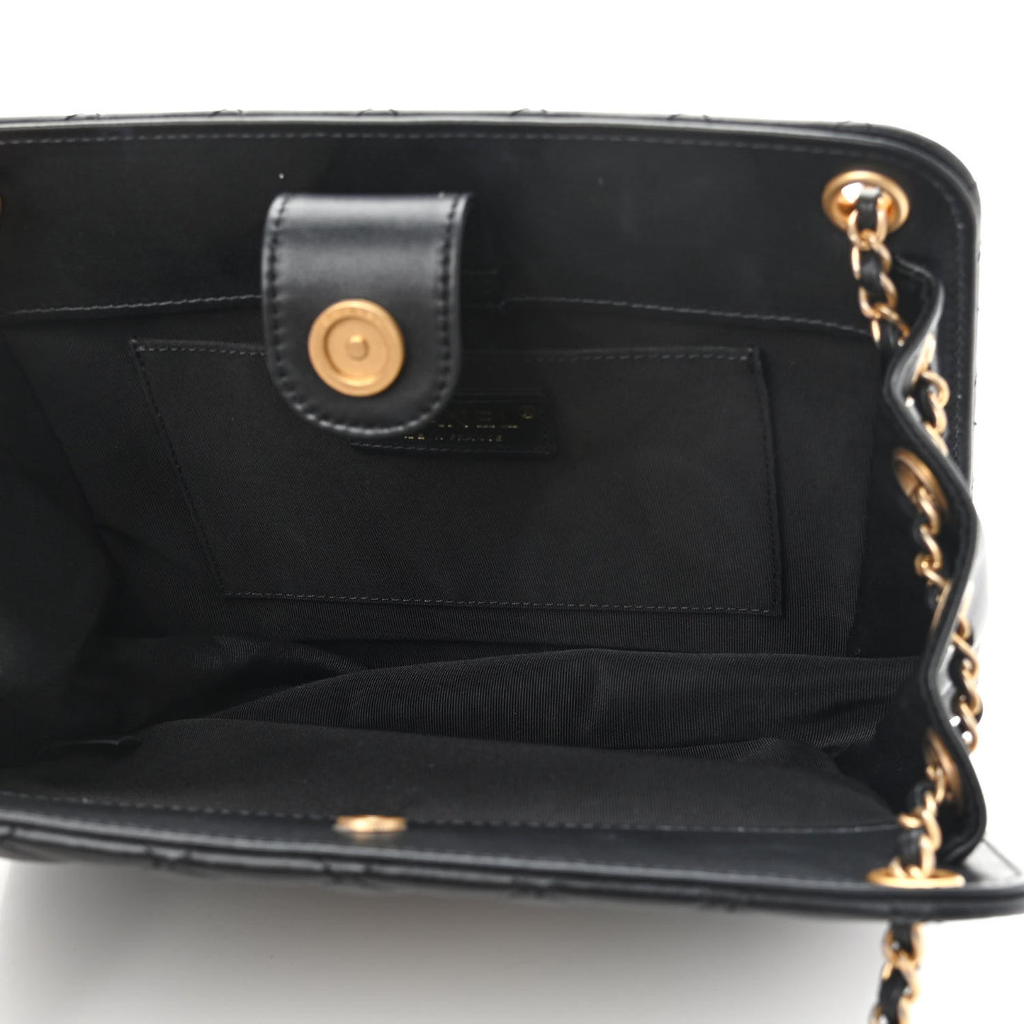 Calfskin Quilted CC Chain Accordion Tote Black