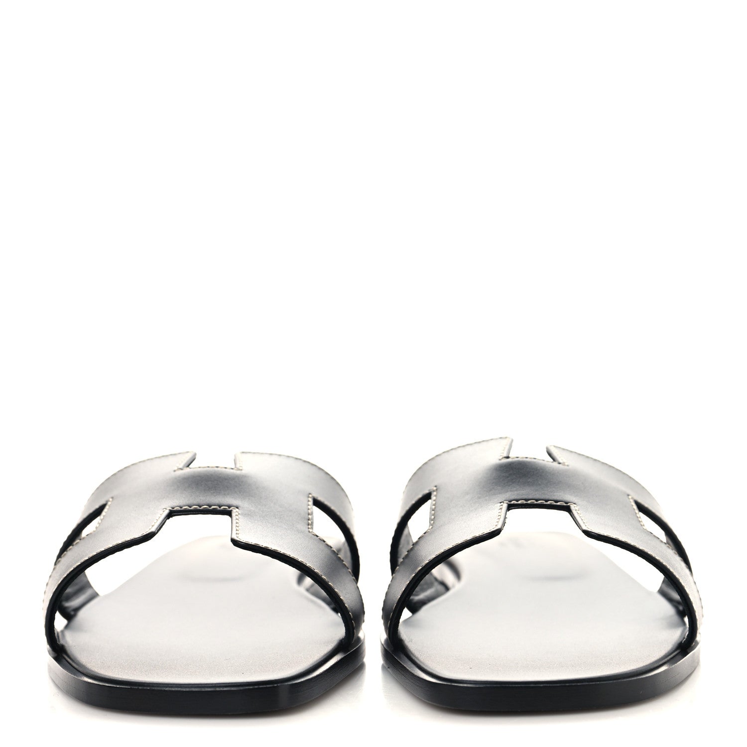Hermes Box Calfskin Oran Sandals 41 Black 3 of 10