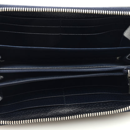 Gucci GG Supreme Monogram Textured Dollar Calfskin Web Ophidia Zip Around Wallet Beige Blue 5 of 6
