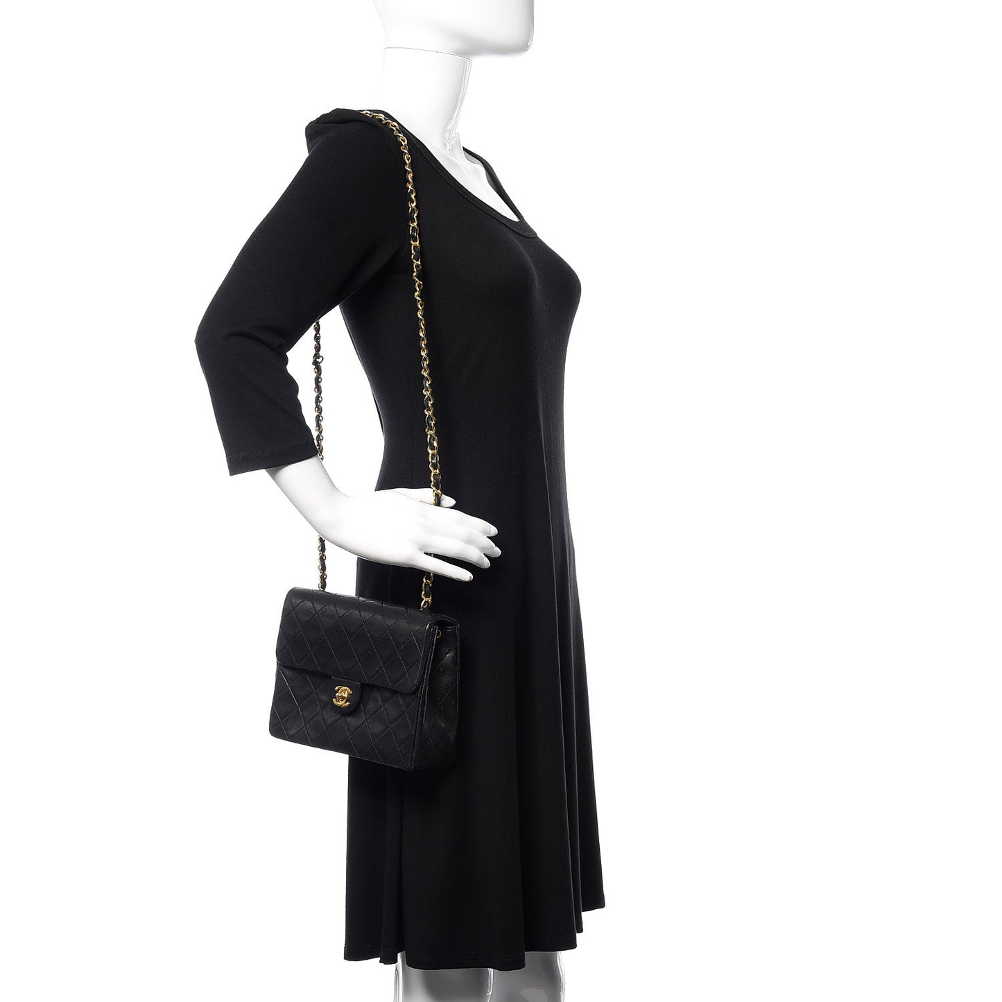 Lambskin Quilted Mini Square Flap Bag Black