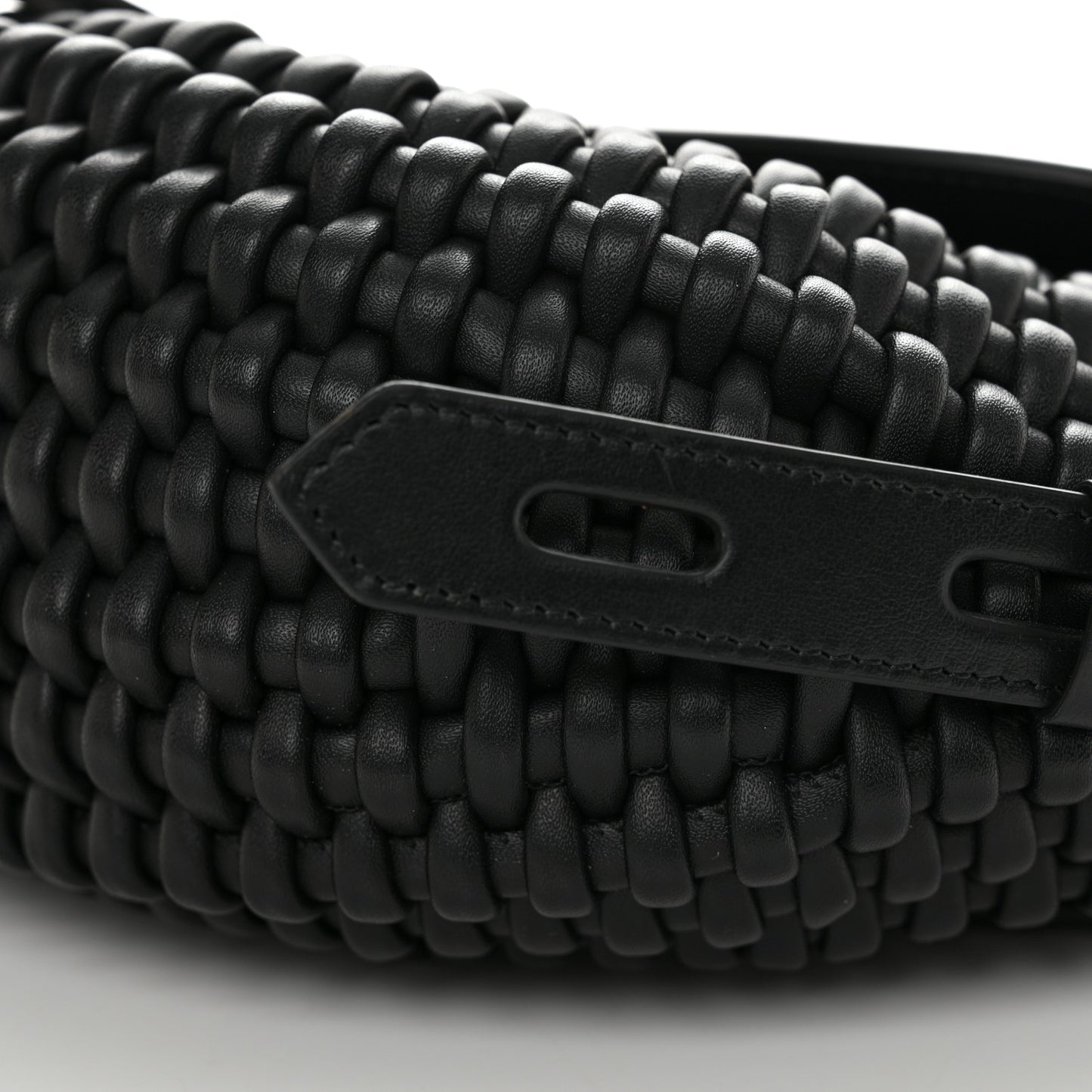 Calfskin Woven T-Twist Crossbody Black