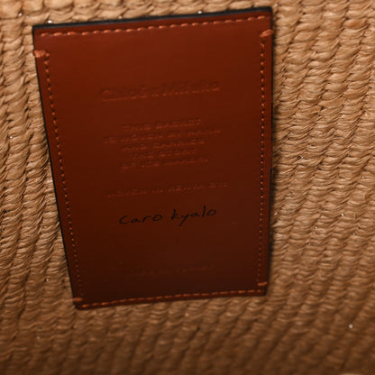 Chloe Raffia Calfskin Horse Medal Large Basket Tote Sepia Brown 6 of 9
