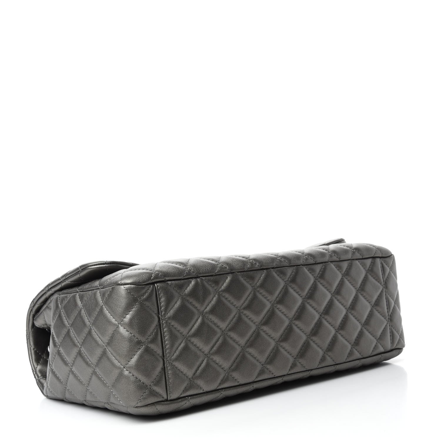 Chanel Metallic Calfskin Quilted Small XXL Travel Flap Bag Dark Silver 4 of 10