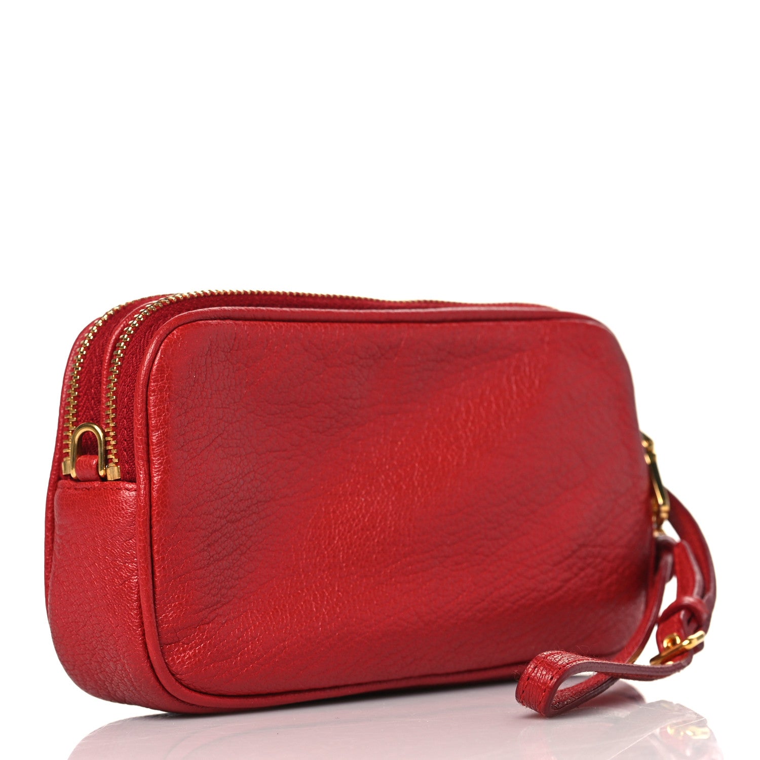 Miu Miu Goatskin Madra Double Zip Wristlet Rosso 3 of 10