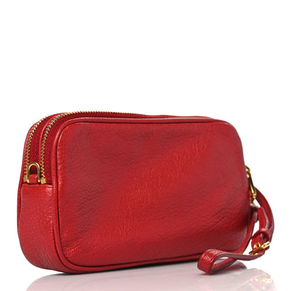 Miu Miu Goatskin Madra Double Zip Wristlet Rosso 3 of 10