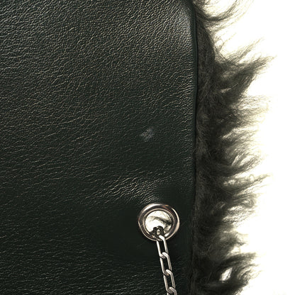 Celine Shearling Small Shoulder Bag Dark Green 10 of 10