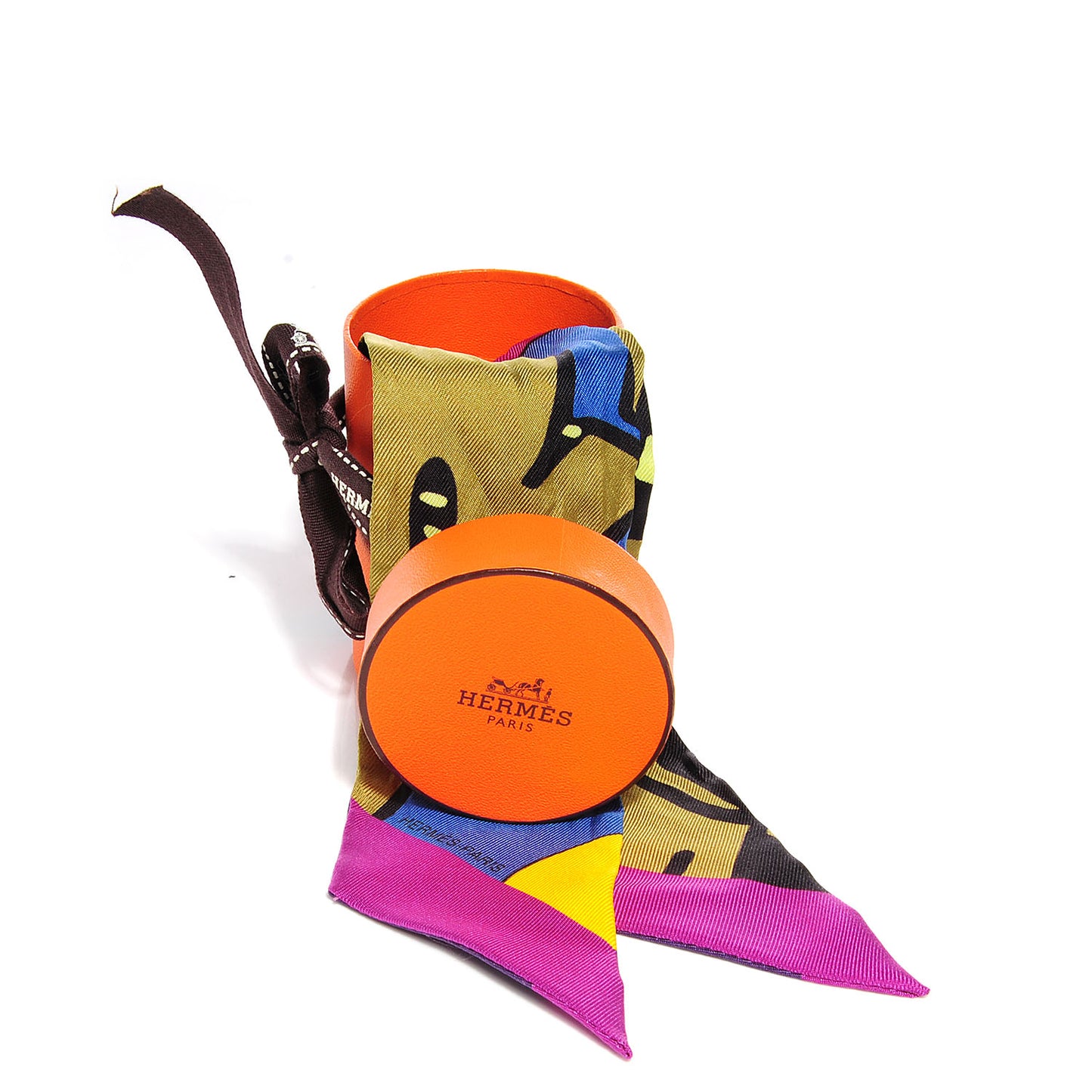 Silk Graff Graffiti Twilly Fuchsia Kaki Jaune