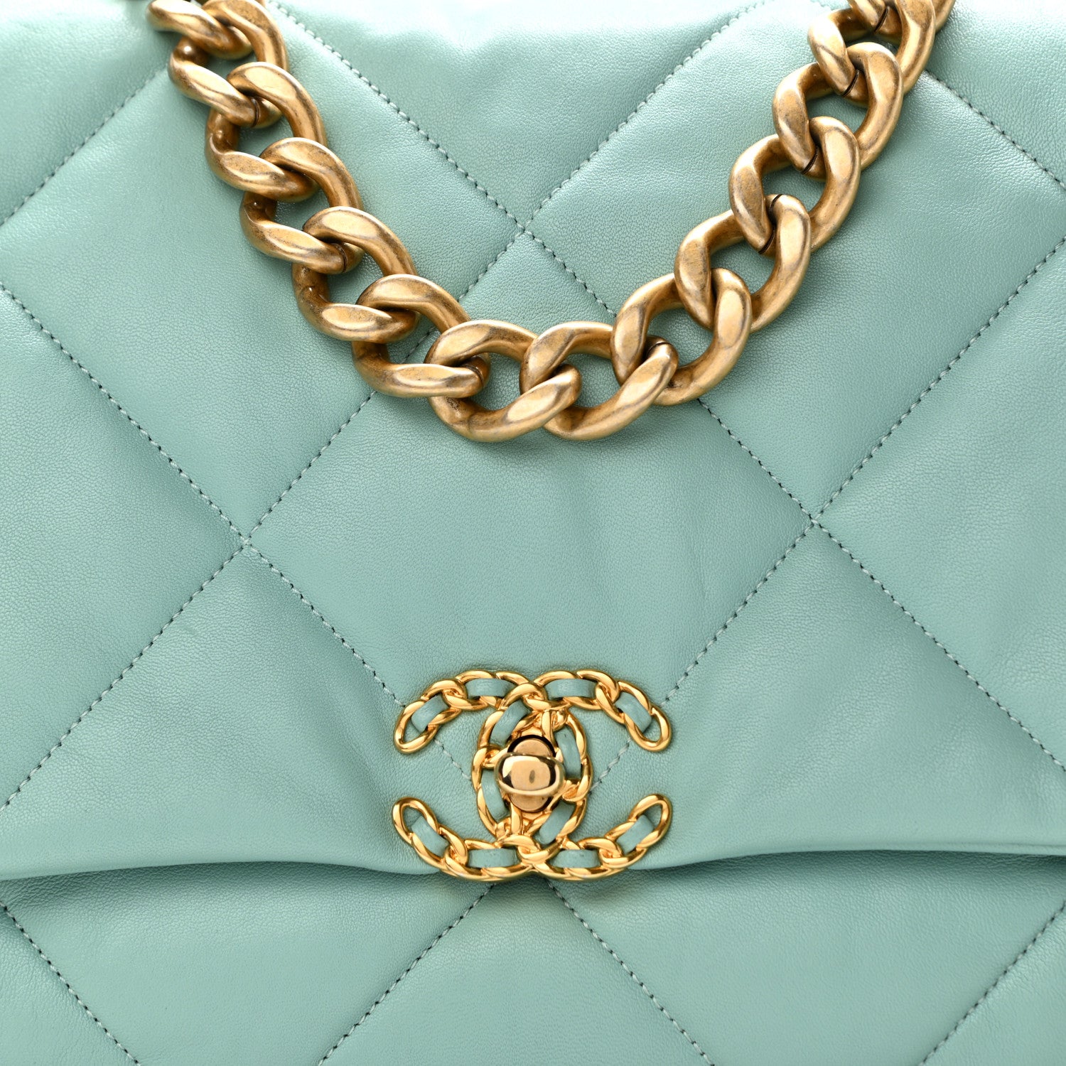 Chanel Goatskin Quilted Maxi Chanel 19 Flap Light Blue 8 of 10