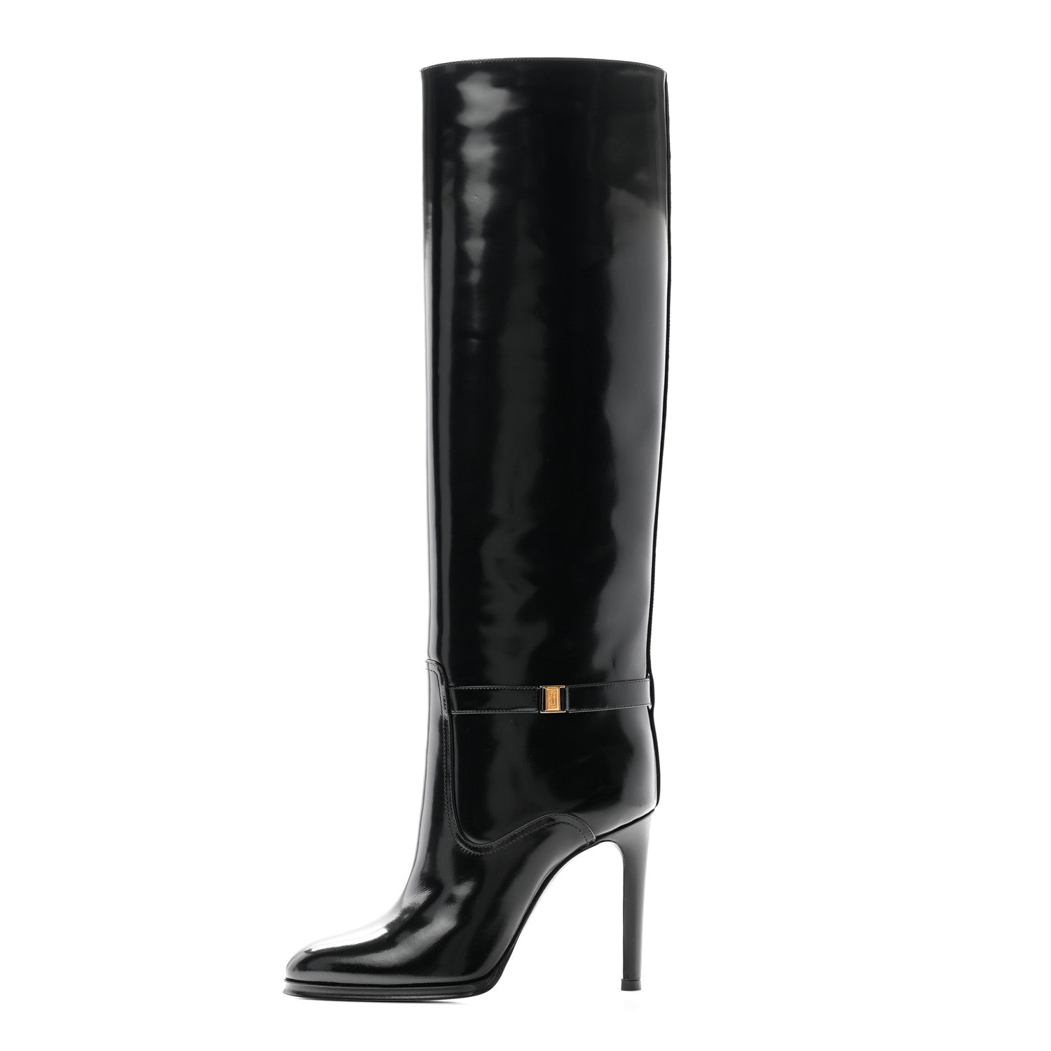 Saint Laurent Patent Calfskin Diane 100 Boots 37 Black 1 of 9