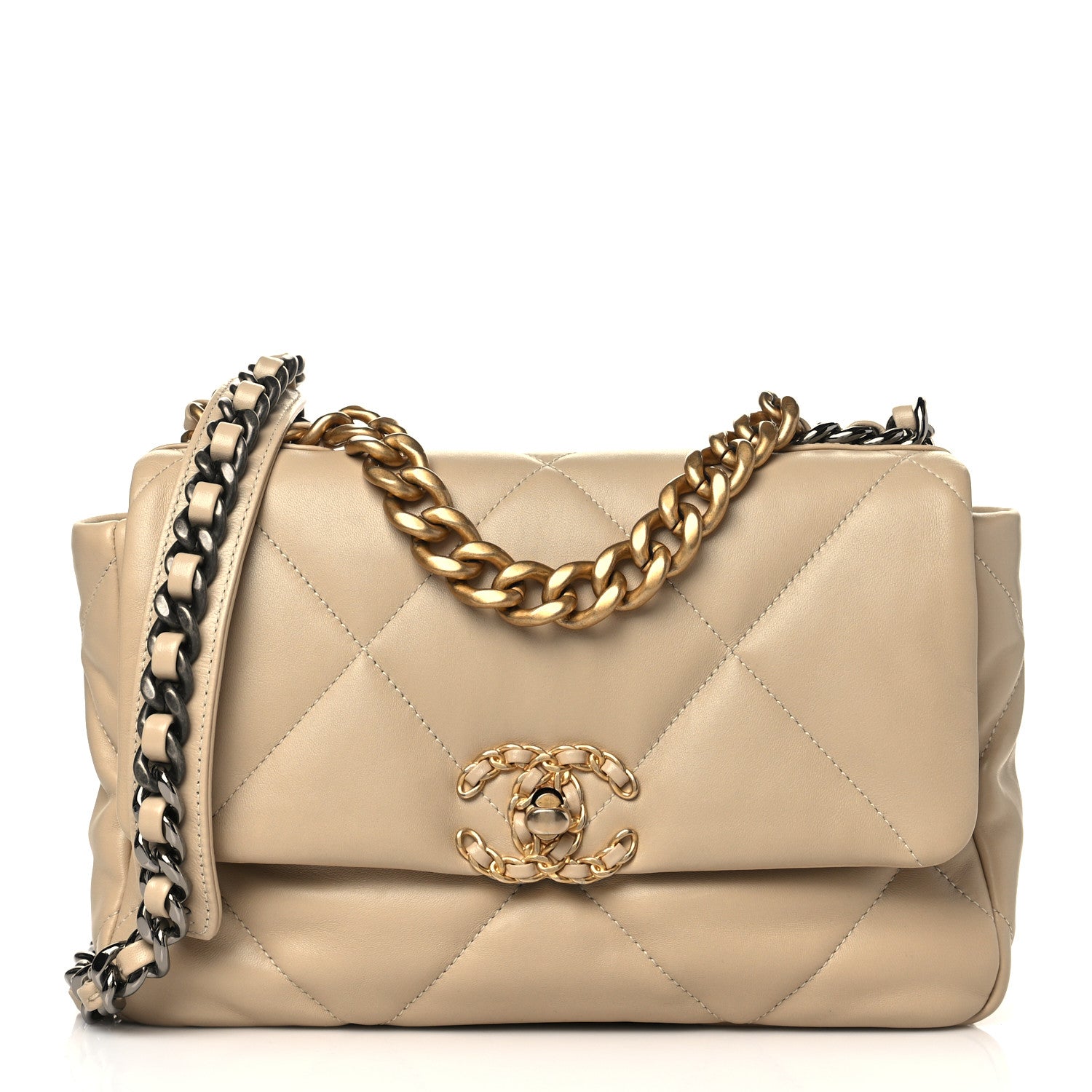 Chanel Lambskin Quilted Medium Chanel 19 Flap Light Beige 1 of 10