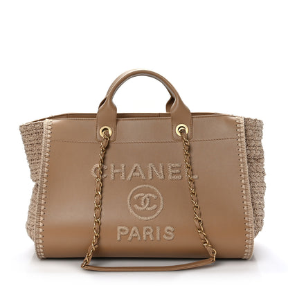 Chanel Calfskin Knit Medium Deauville Tote Beige 1 of 11