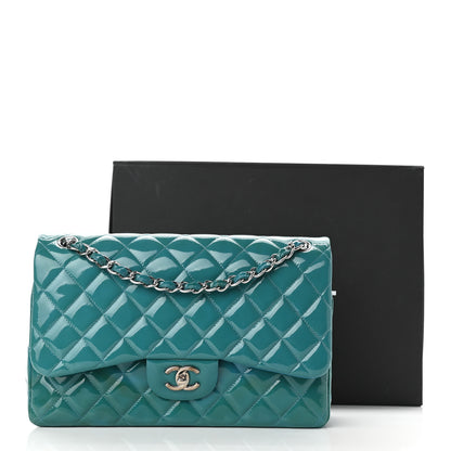Chanel Patent Quilted Jumbo Double Flap Blue 11 of 11