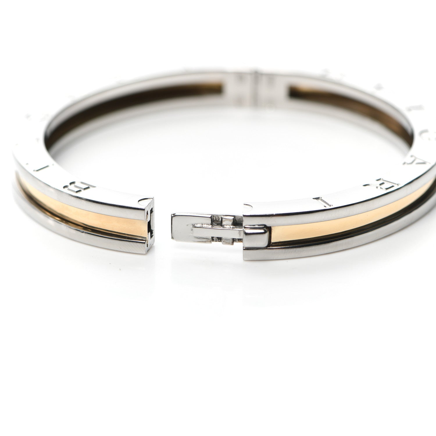 Bulgari 18K Yellow Gold Stainless Steel B.Zero1 Bangle Bracelet 5 of 6