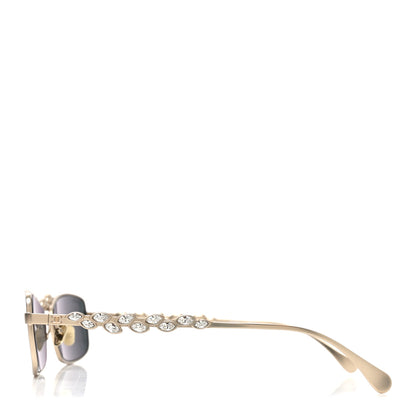 Chanel Metal Crystal Sparkling Wheat Rectangle Sunglasses 71584 Gold 3 of 7