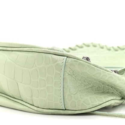 Balenciaga Extra Supple Calfskin Crocodile Embossed Le Cagole Shoulder Bag XS Light Green 10 of 11