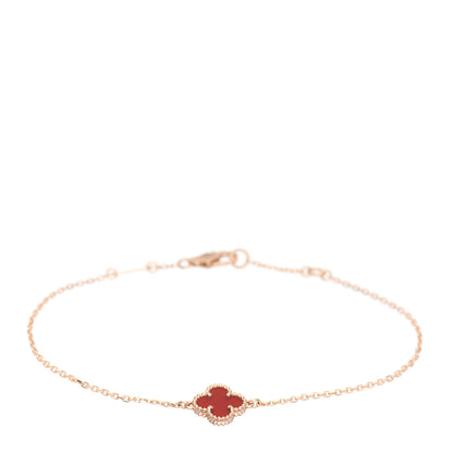 Van Cleef & Arpels 18K Rose Gold Carnelian Sweet Alhambra Bracelet 1 of 5
