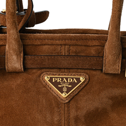 Prada Suede Triangle Mini Bonnie Shoulder Bag Cacao 7 of 9