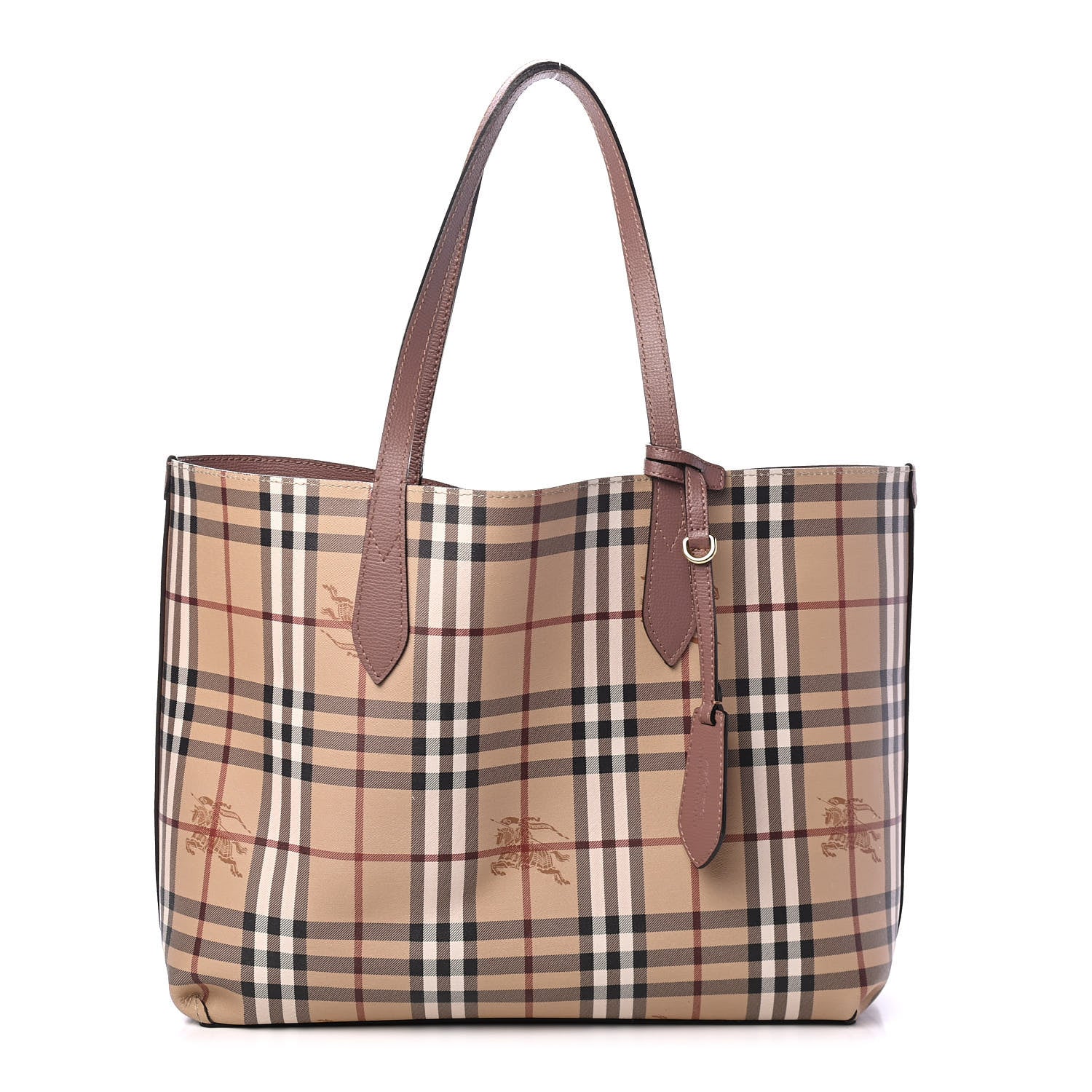 Burberry Grainy Calfskin Haymarket Check Medium Reversible Tote Dusty Pink 1 of 9