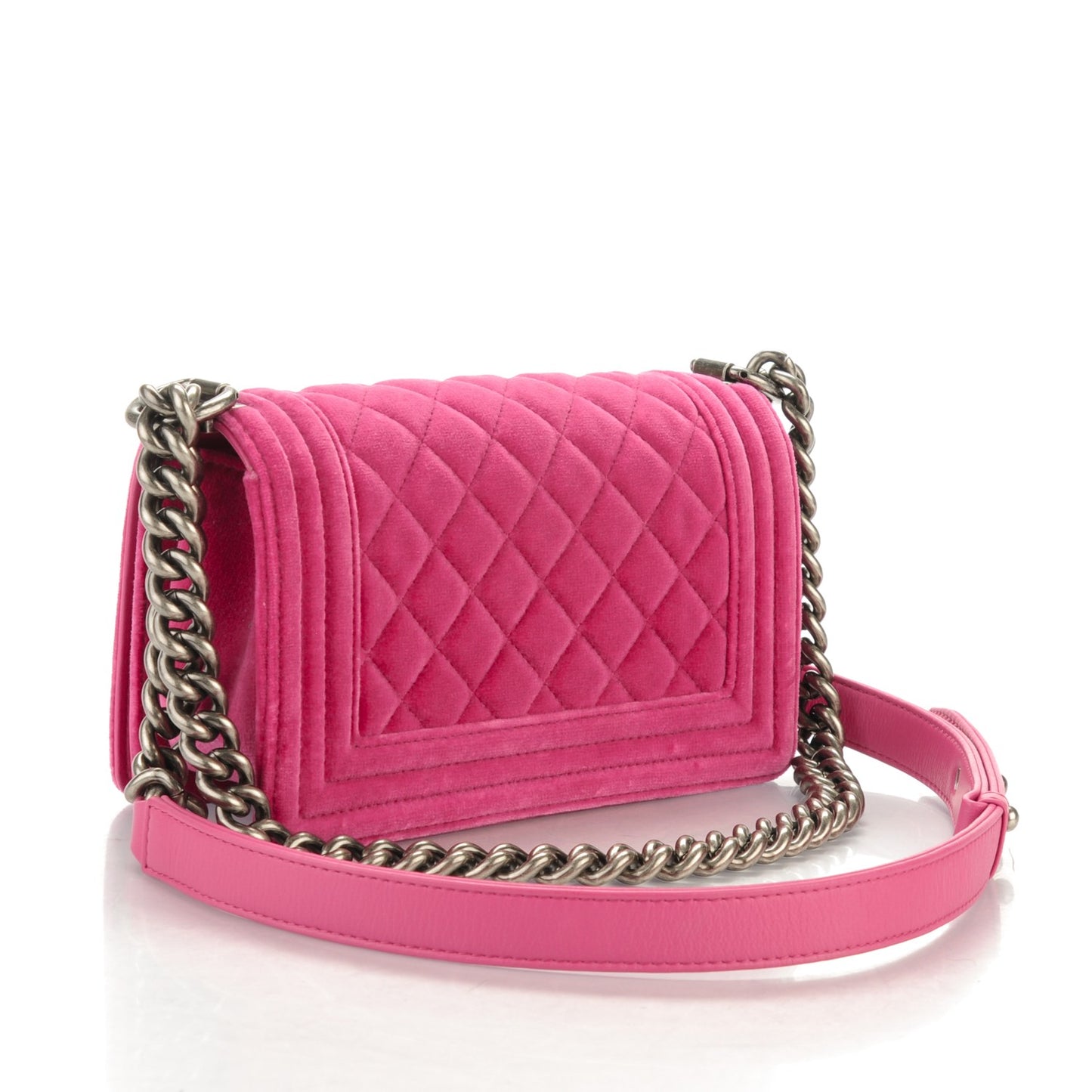 Velvet Quilted Small Boy Flap Pink