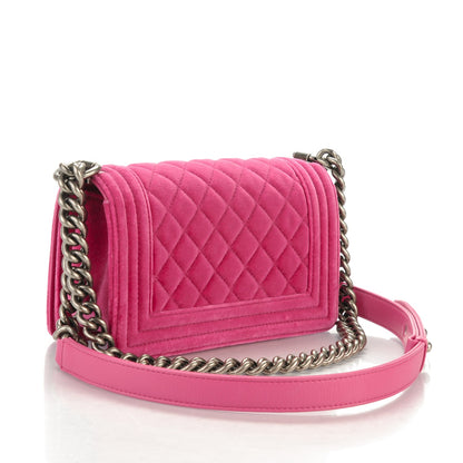 Chanel Velvet Quilted Small Boy Flap Pink 3 of 8