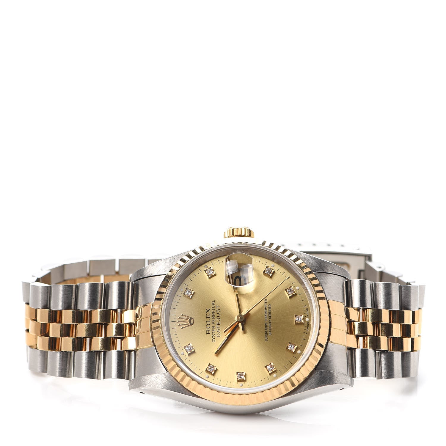 Rolex Stainless Steel 18K Yellow Gold Diamond 36mm Oyster Perpetual Datejust Watch Champagne 16233 2 of 5