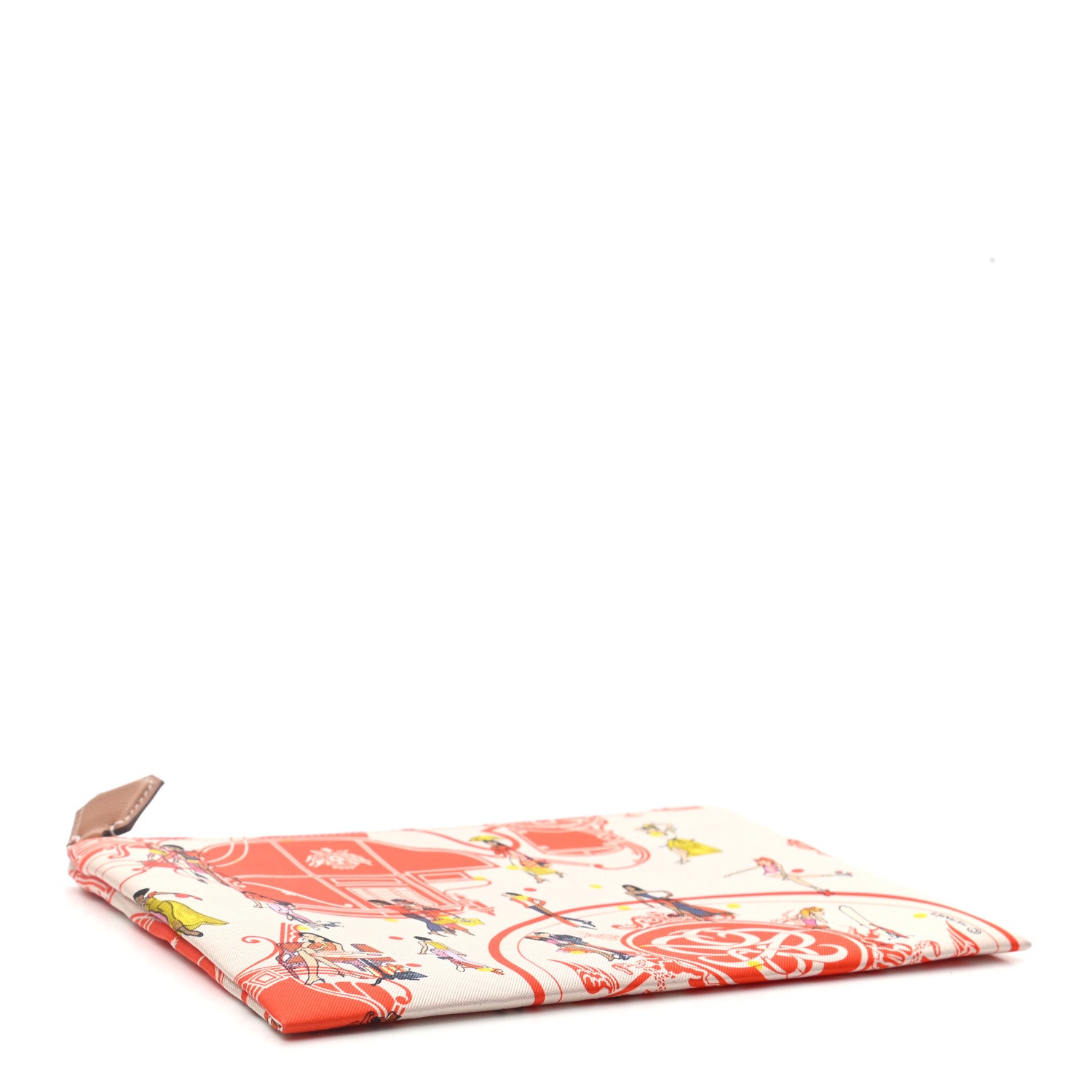 Hermes Technical Silk Ex-Libris Les Parisiennes Silky Pocket Cosmetic Case Geranium Nata Gold 4 of 7