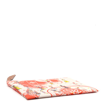 Hermes Technical Silk Ex-Libris Les Parisiennes Silky Pocket Cosmetic Case Geranium Nata Gold 4 of 7