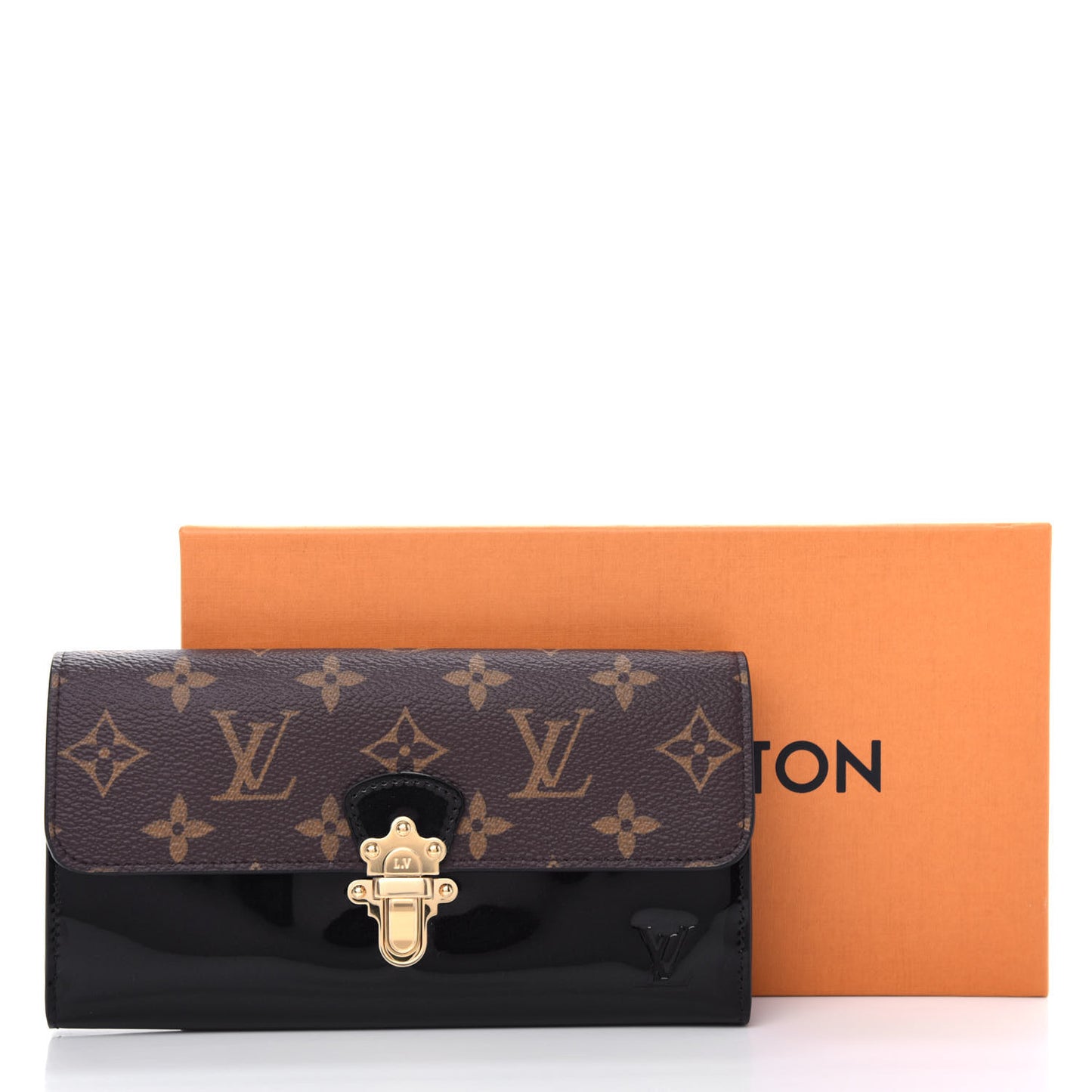 Patent Calfskin Monogram Cherrywood Wallet Black