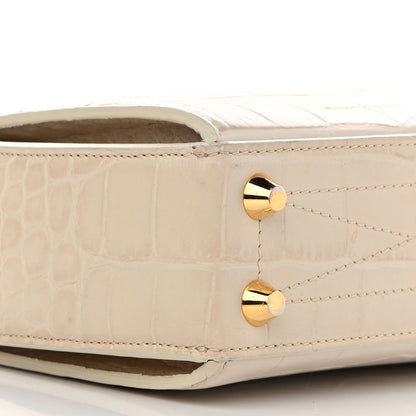Alexander McQueen Calfskin Crocodile Embossed Box Shoulder Bag 16 Cream 9 of 11