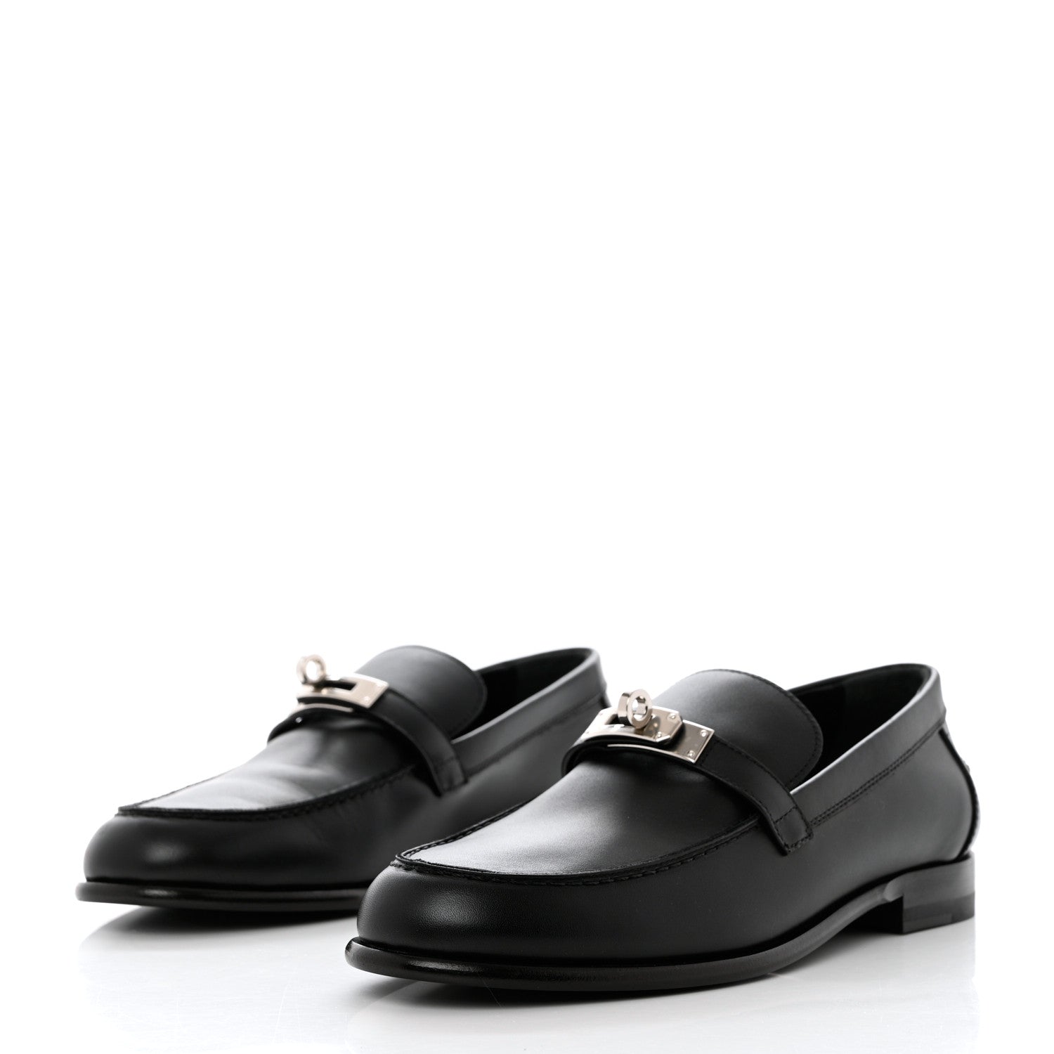 Hermes Calfskin Womens Destin Loafer 38 Black 3 of 9