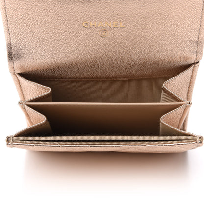Chanel Metallic Lambskin Quilted Flap Card Holder Wallet Gold 5 of 7