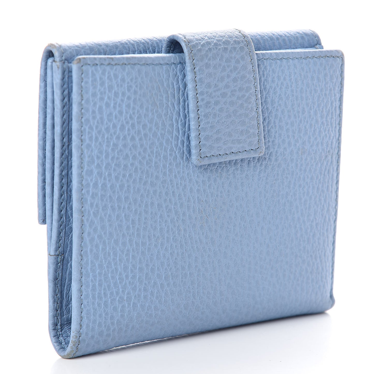 Dollar Calfskin Swing French Flap Wallet Mineral Blue