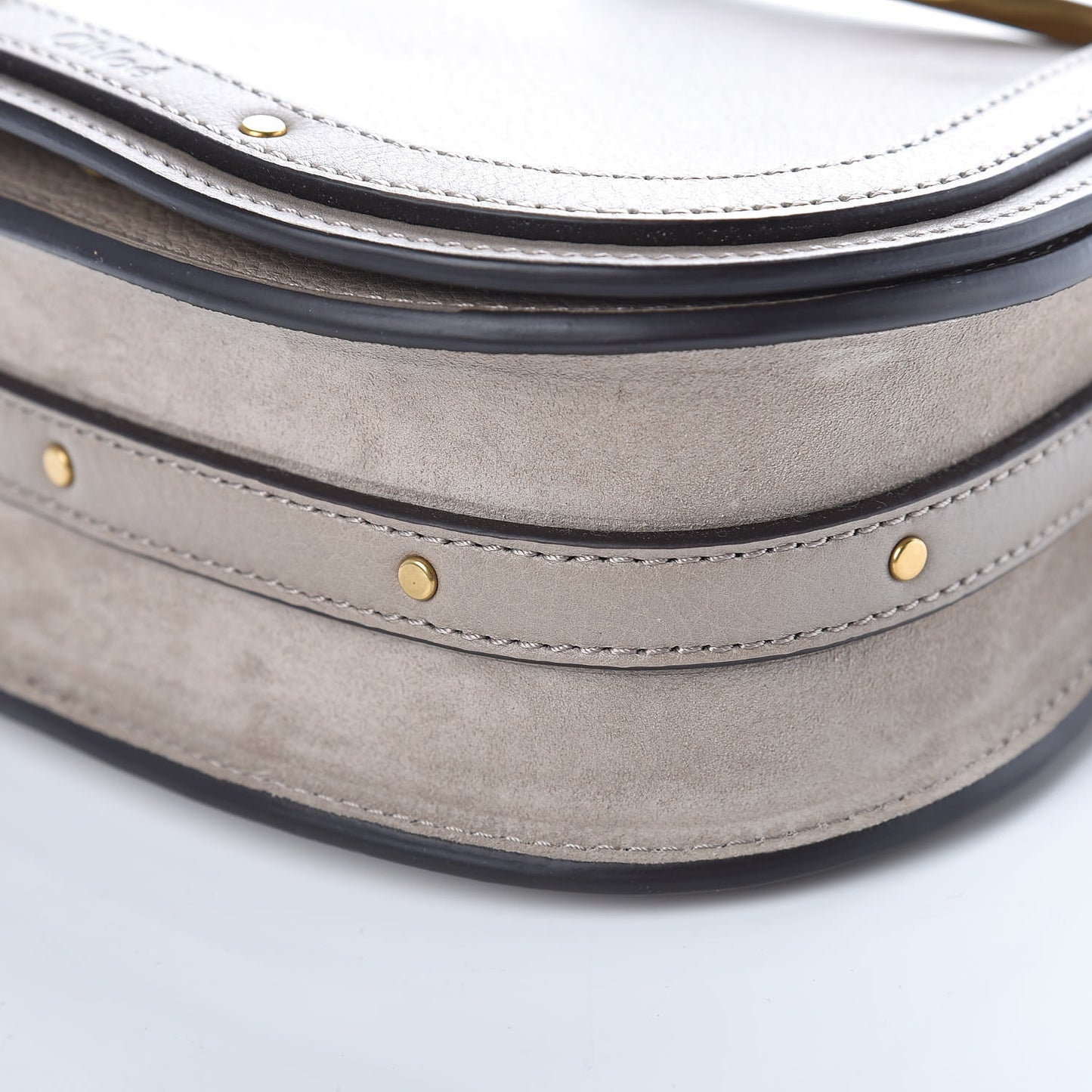 Calfskin Suede Small Nile Bracelet Bag Motty Grey