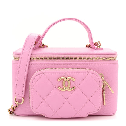 Chanel Caviar Quilted Top Handle Pocket Vanity Case Lilac 1 of 10