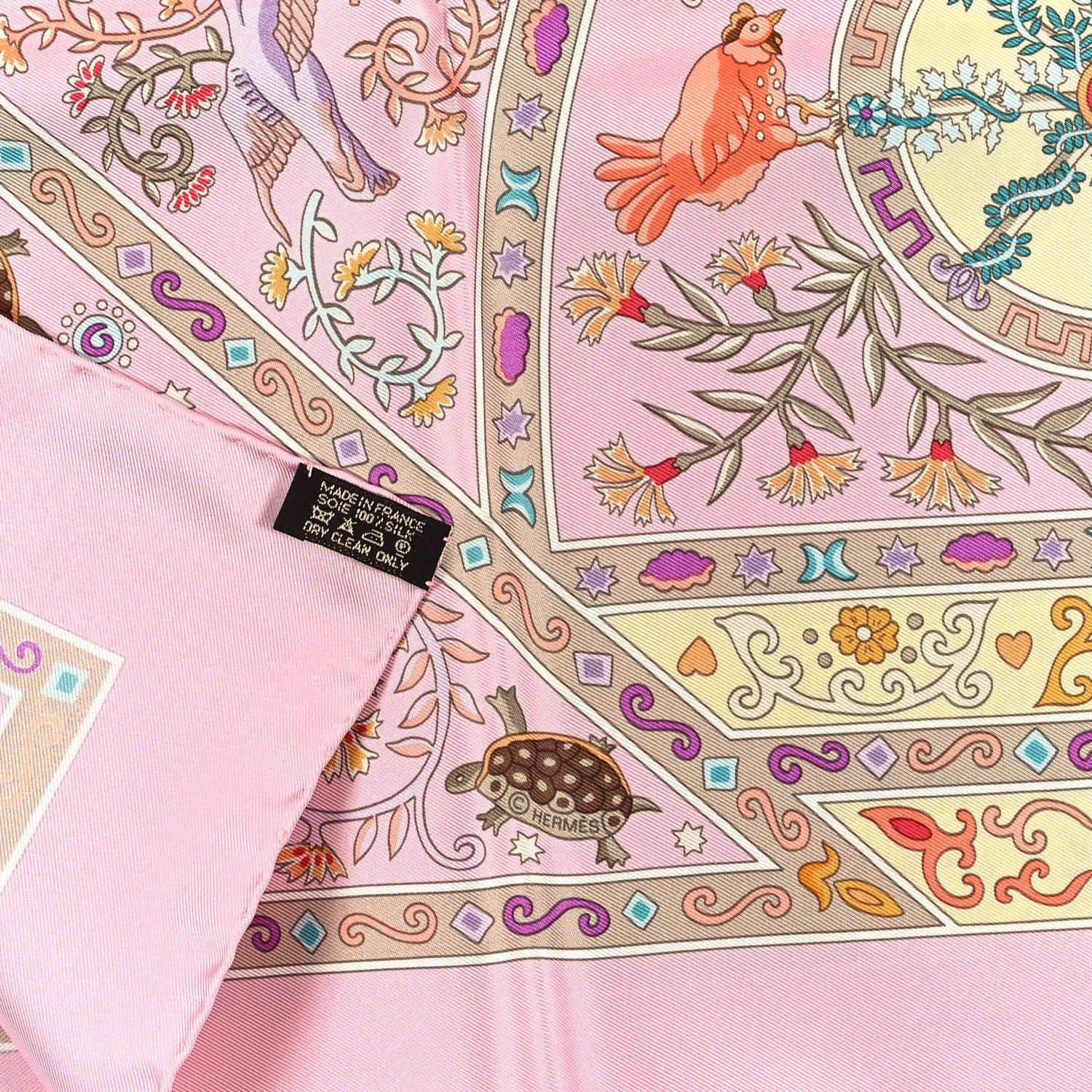 Hermes Silk Peuple du Vent Scarf 90 Rose Turquoise Clair Violine 3 of 3